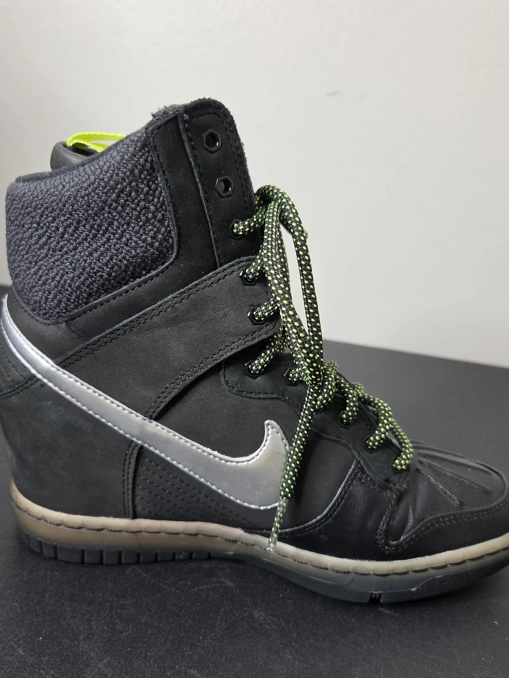 Nike Dunk Sky Hi Sneakerboot Wedge Sneakers Speckled Neon Laces